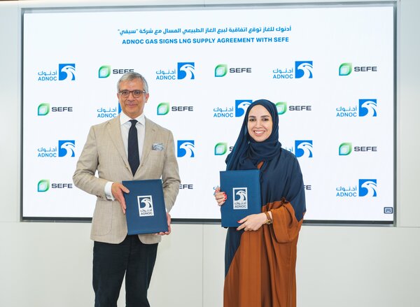 Frederic Barnaud, CFO of SEFE, Fatema Al Nuaimi, CEO of ADNOC Gas